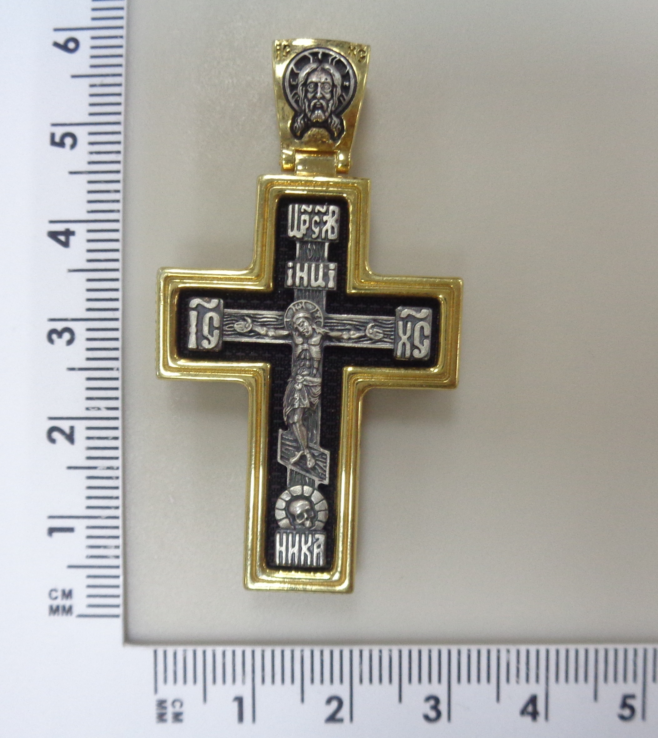 Серебряная подвеска-крест с полимером